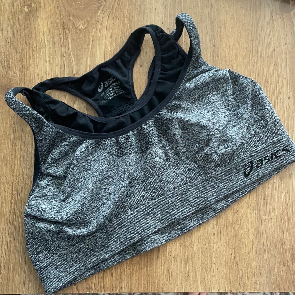 Asics Gray and Black Sports Bra